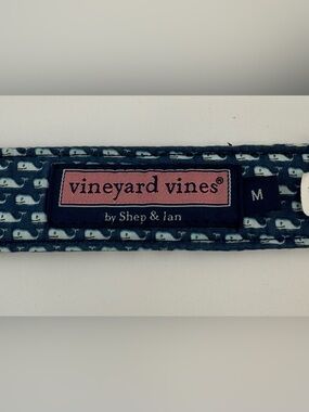 Vineyard Vines Navy Belt with Pink Logo Patch